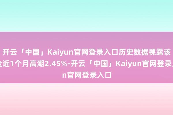 开云「中国」Kaiyun官网登录入口历史数据裸露该基金近1个月高潮2.45%-开云「中国」Kaiyun官网登录入口