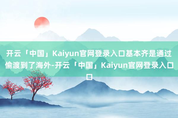 开云「中国」Kaiyun官网登录入口基本齐是通过偷渡到了海外-开云「中国」Kaiyun官网登录入口