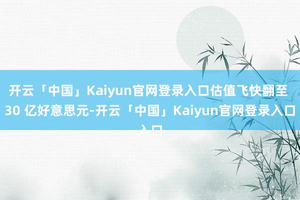 开云「中国」Kaiyun官网登录入口估值飞快翻至 30 亿好意思元-开云「中国」Kaiyun官网登录入口