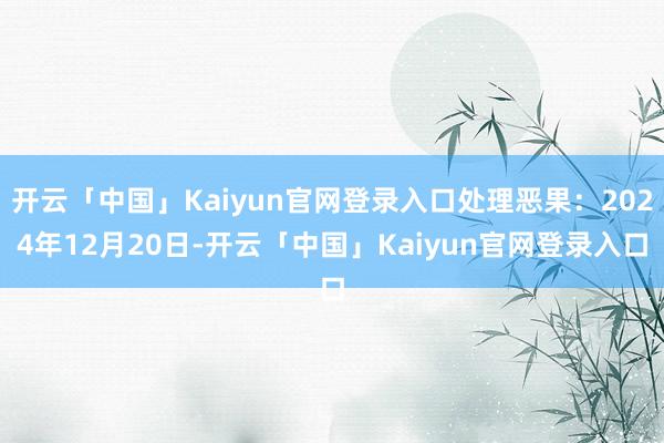 开云「中国」Kaiyun官网登录入口处理恶果：2024年12月20日-开云「中国」Kaiyun官网登录入口