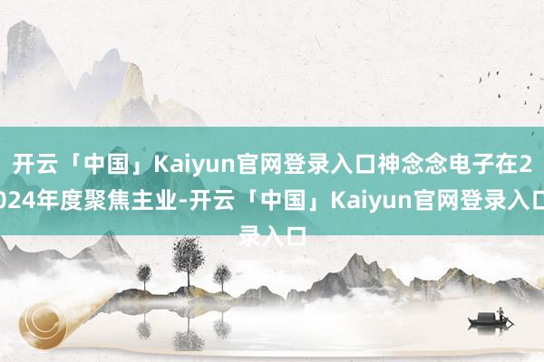 开云「中国」Kaiyun官网登录入口神念念电子在2024年度聚焦主业-开云「中国」Kaiyun官网登录入口
